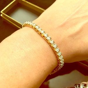 3ct TW diamond tennis bracelet 14k gold wht 18.6g